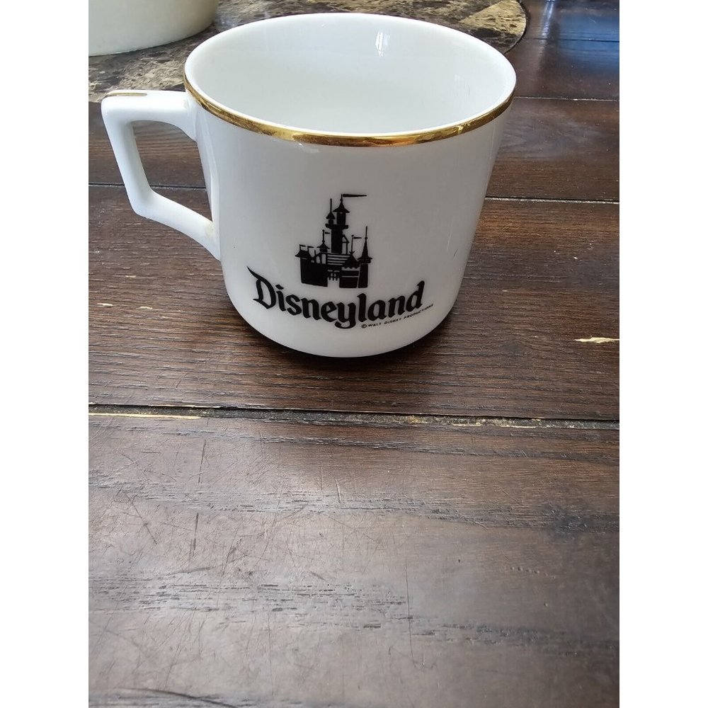 Disneyland Castle Gold Trim Coffee Mug Cup Walt Disney Productions Japan Vintage